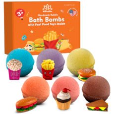 6 Bath Bombs for Kids with Surprise Fast Food Toys Inside