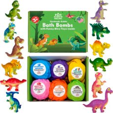 6 Bath Bombs for Kids with Funny Dinosaurs Toys
