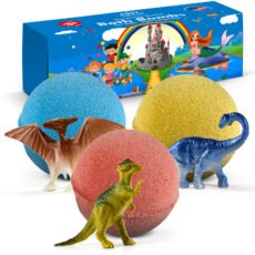 3 Huge Organic Bath Bomb Kit with DINOSAURUS TOYS inside – 7oz/each