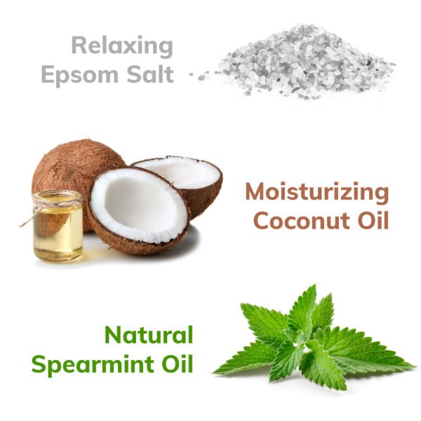 "Spearmint" Bath Bomb with Epsom Salt, Apricot Kernel Oil and Spearmint Leaves - Image 3