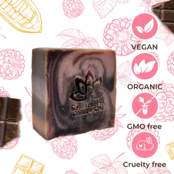 Raspberry Chocolate Natural Soap Bar - Moisturizing and Exfoliating - Image 3