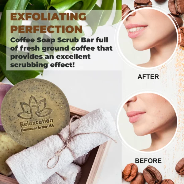 Natural Coffee Scrub Soap Bar - Exfoliating - Image 5