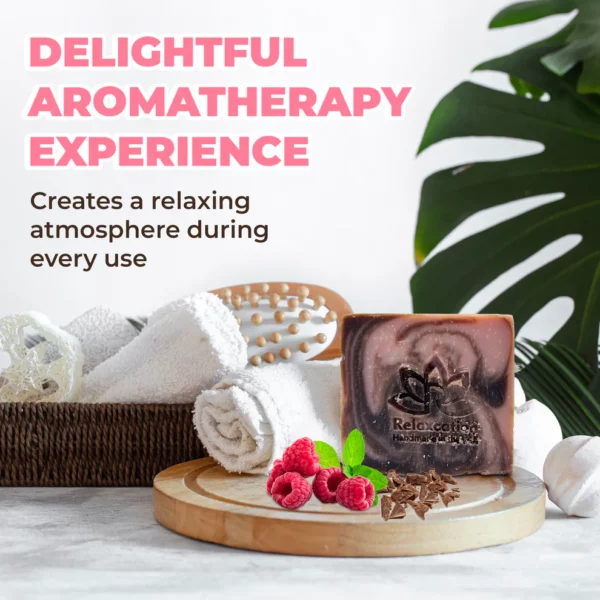 Raspberry Chocolate Natural Soap Bar - Moisturizing and Exfoliating - Image 4