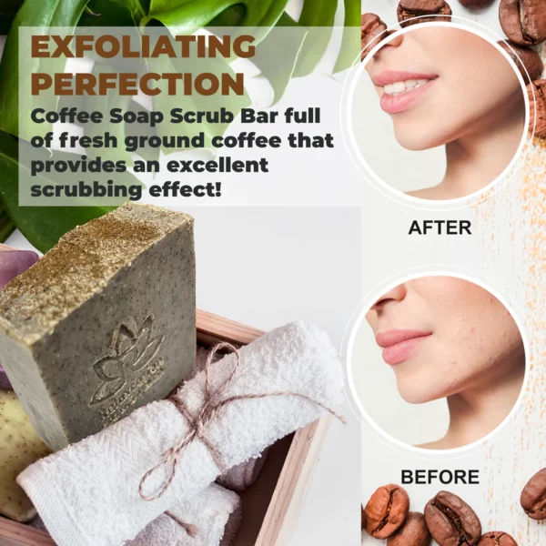 Coffee Scrub Natural Soap Bar - Exfoliating - Image 4