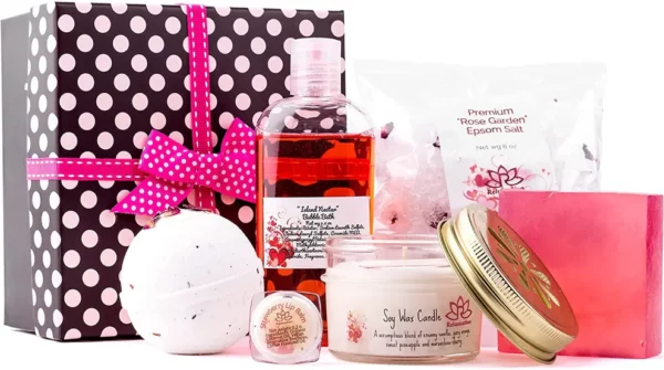 Bath and Spa Basket For Women in Polka Dot Box - Image 2