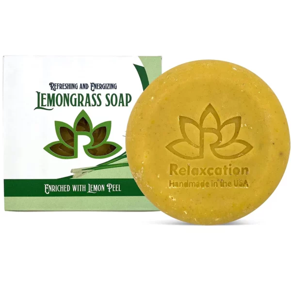 Natural Soap Bar with Lemongrass Leaves and Lemon Peel - Image 2