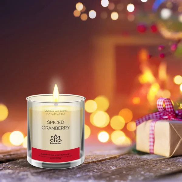 SPICED CRANBERRY Soy Wax Candle in Glass Jar (10 oz) - Image 3