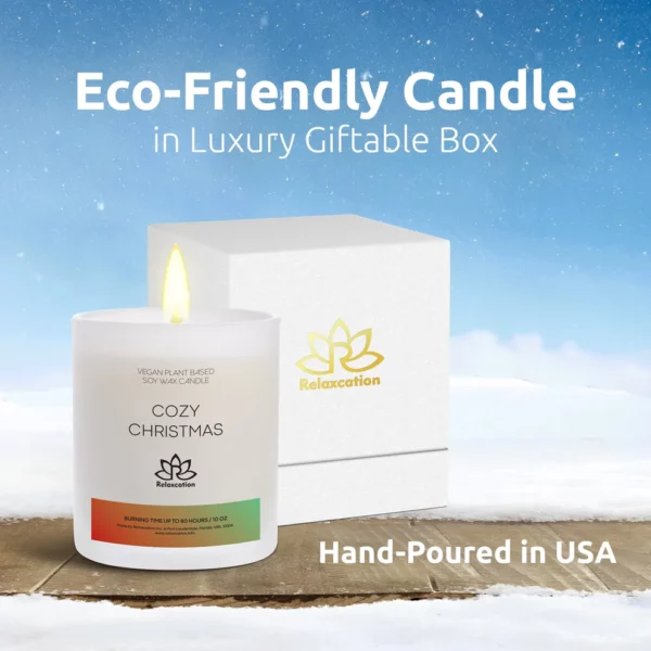 COZY CHRISTMAS Soy Wax Candle in Glass Jar (10 oz) - Image 2