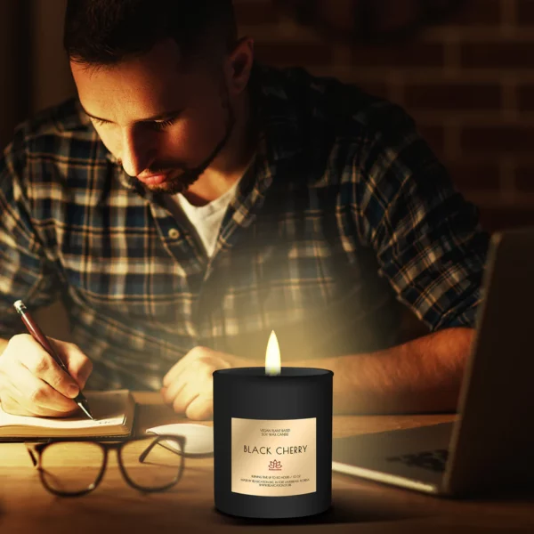 BLACK CHERRY Soy Wax Candle in Glass Jar (10 oz) - Image 3