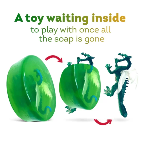 Green Apple Soap Bar for Kids With DRAGON Toy Inside - Image 5