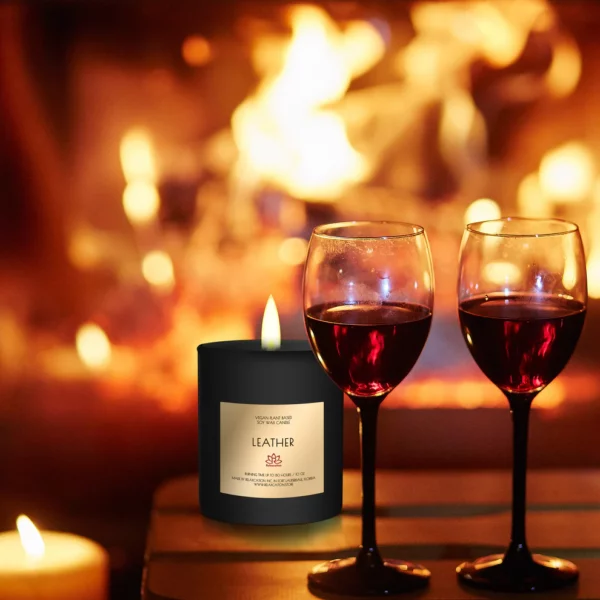 LEATHER Soy Wax Candle in Glass Jar (10 oz) - Image 3