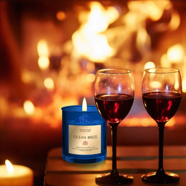 OCEAN BREEZE Soy Wax Candle in Glass Jar (10 oz) - Image 2