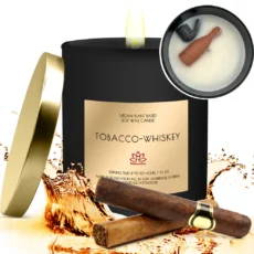 TOBACCO AND WHISKEY Soy Wax Candle in Glass Jar (10 oz)