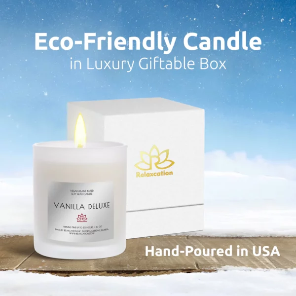 DELUXE VANILLA Soy Wax Candle in Glass Jar (10 oz) - Image 4