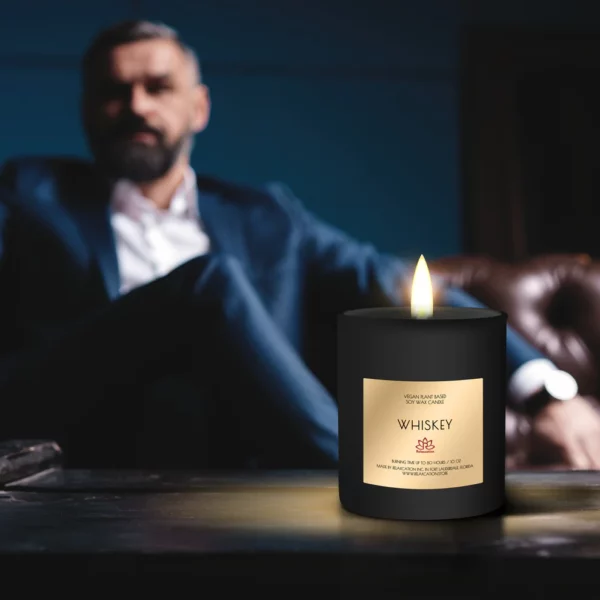 WHISKEY Soy Wax Candle in Glass Jar (10 oz) - Image 3