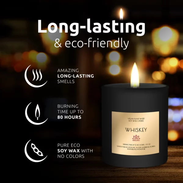 WHISKEY Soy Wax Candle in Glass Jar (10 oz) - Image 4